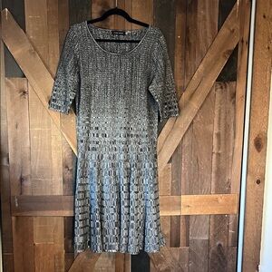 Ivanka Trump Metallic Gray Midi Dress